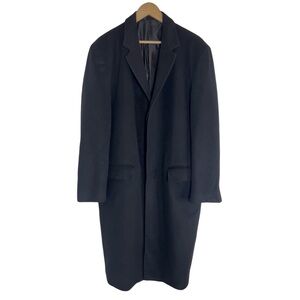 Coppley Men’s Black Cashmere Wool Blend Overcoat Tailored Luxury Coat Size 42